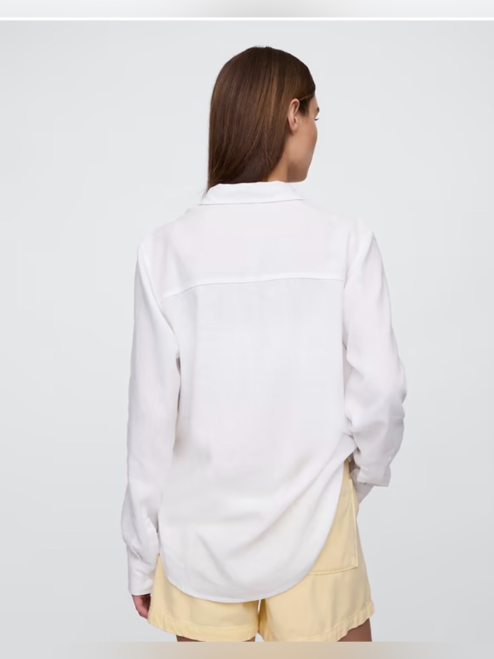 GAP White Linen-Blend Easy Button-Down Shirt - Picture 3 of 9